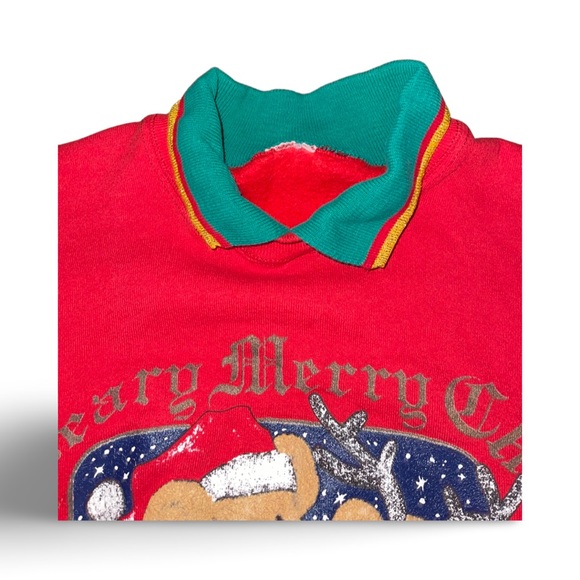 Have a Beary Christmas: Vintage 2 in 1 Collared Sweatshirt: Puff Ink: 80’s Mom - Picture 2 of 5